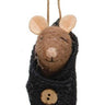 Black Knit Swaddled Mouse Ornament