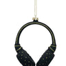 Black headphones Glass Ornament
