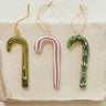 Candy Cane with Stripes Glass Ornament