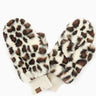 Beige Faux Fur Leopard Print Mitts