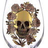 Gold Skull and Roses Glass