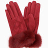 Burgandy Suede Faux Fur Gloves