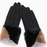 Black Suede Color Cuff Gloves