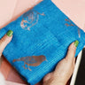 Birds Print Rose Gold Foil Scarf - Blue