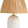 White Ceramic Lamp with Raffia Shade
