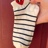 White Striped Heart Socks