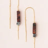 Rectangle Stone Thread Earring - Majestic Jasper/Black/Gold