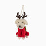 Puppy in Red Sweater & Antlers Ornament