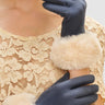 Navy & Cream Suede Gloves