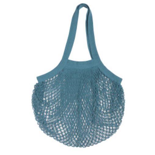 blue netted bag.