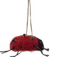 wool felt ladybug christmas tree ornament, holiday decor