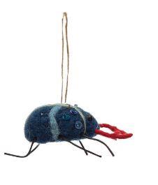 blue beetle bug christmas tree ornament, holiday decor