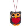 Felt Owl with Heart Ornament Black 