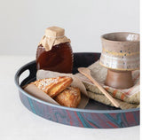 Marbled Metal Tray with Handles, The Marbled Metal Tray with Handles is made of iron and paper. Its great for breakfast in bed or to keep on your coffee table or dining table.