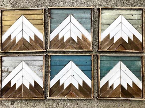 How To Make DIY Wall Art | 3D Painted Wood Mountain