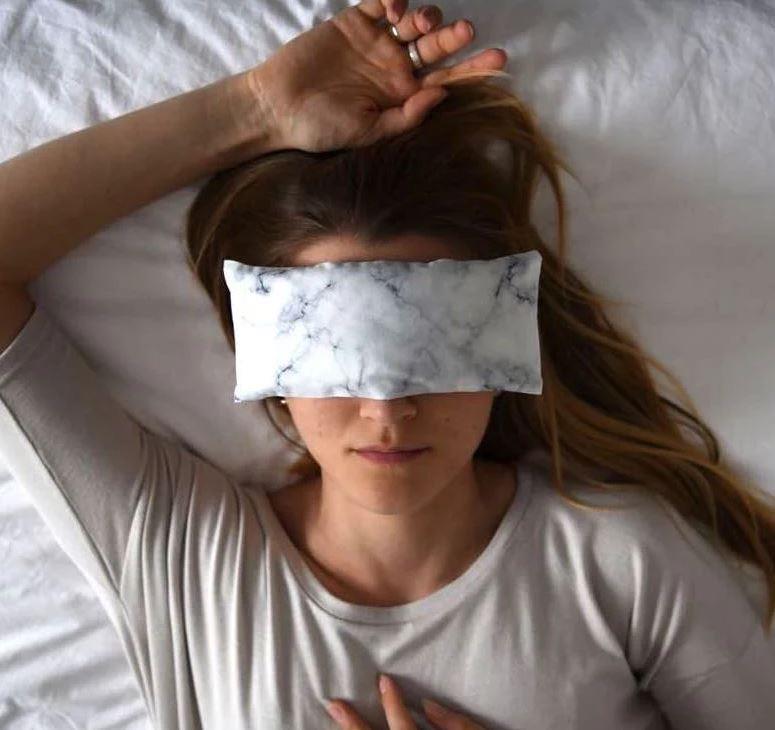 white marble lavender scented eye pillow, made in canada