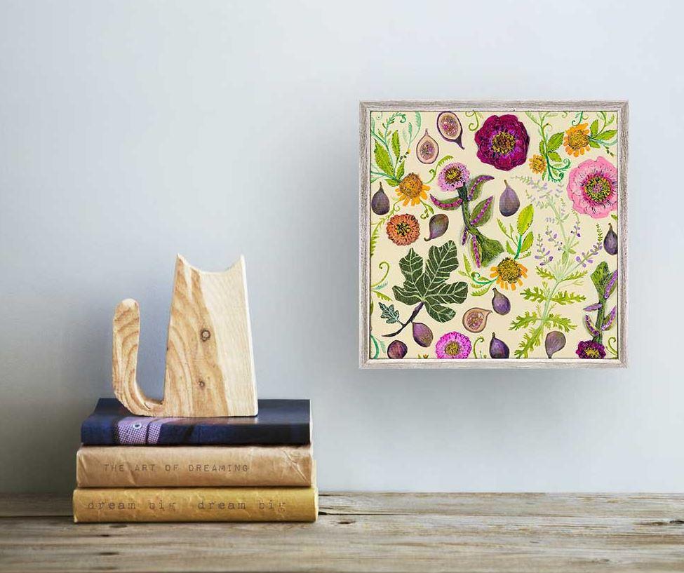 Wildflowers, Figs, Sage, and Flame - 6x6 Framed Canvas