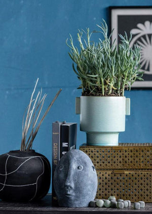 Matte Aqua Stoneware Planter