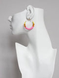 Pink, Orange & Yellow Hoops - Earrings