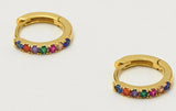 Gold Hoop Rainbow Earrings
