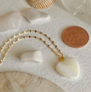 Mother of Pearl Heart Charm Necklace