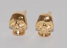 14 karat gold plated skull earrings, jewelry
