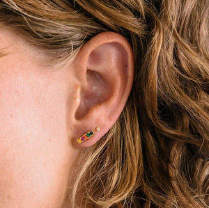 rainbow jewel tones stud earrings, hypoallergenic jewelry