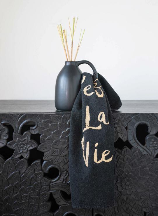 C'est La Vie! Tea Towel, C'est La Vie! add this gold foil tea towel to your kitchen.