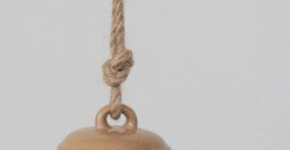 Earth Tone Stoneware Hanging Bell, Add this Earth Tone Hanging Bell to your home, place along side hanging plants to complete any room in your home. The Bell is made of stoneware and measures 3-1/2" Round x 6"H Stoneware Bell