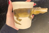alligator hand painted hand molded mug