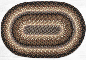 Black, Tan & Terracotta Oval Braided Rug