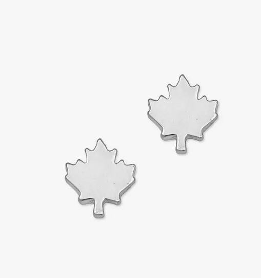 Maple Leaf Silver Stud Earrings