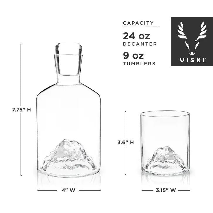 decanter and glass set with mountains