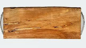 silver branch handle wooden serving board, charcuterie board