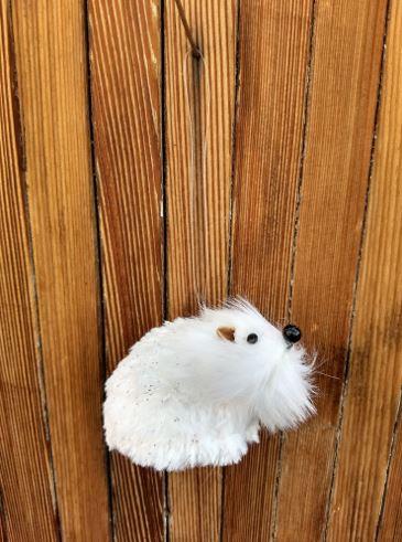 White Hedgehog Christmas Ornament