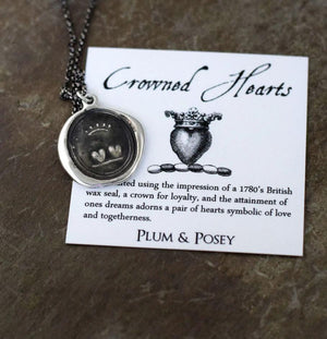 Crowned Hearts Wax Seal Necklace