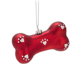 Dog Bone Red Glass Ornament
