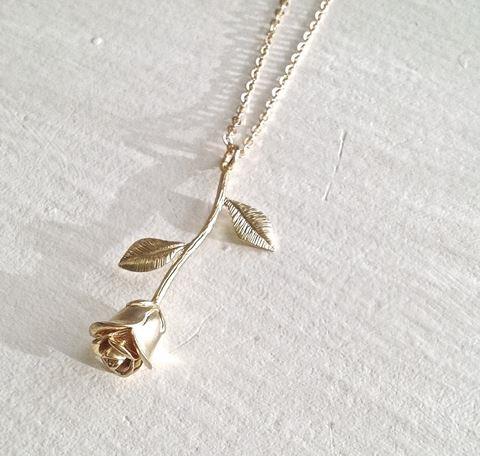 every rose has it's thorn necklace, gold rose jewelry, rose necklace