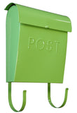 green post mailbox with newspaper holder