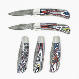 Fordite 3" Damascus Steel Pocket Knife