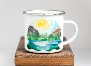 Mountain Lake Watercolor Camp Mug