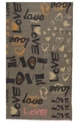 Mixed Media Love Taupe Scarf