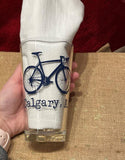 calgary, alberta bicycle pint glass