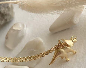 Tiny Triceratops Gold Necklace