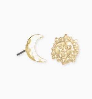 Sun & Moon Gold Stud Earrings