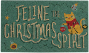 feline the christmas spirit door mat, cat christmas doormat