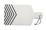 White Marble Cutting Board with Chevron Pattern
