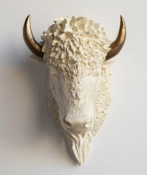 Ivory & Gold Bison Head Wall Decor