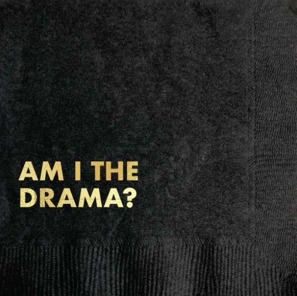 am i the drama? black and gold cocktail napkins, party napkin