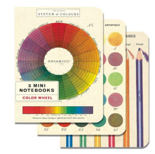 The Colour Wheel Notebooks arrive as a set of 3 mini journals. They feature 96, lined pages, perfect for the artistic person or someone just learning about the color wheels in art class